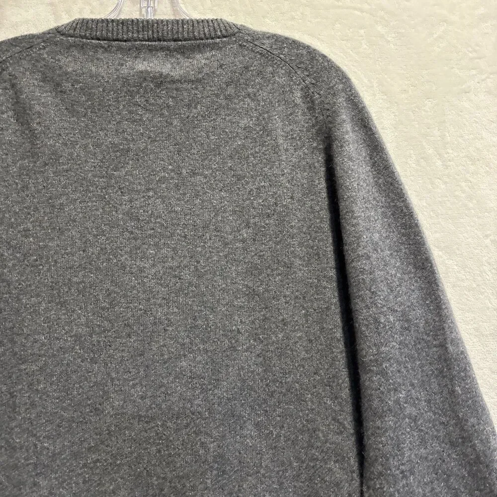George 100% Cashmere Sweater Gray V Neck Pullover Long Sleeve Men's Medium 38 40